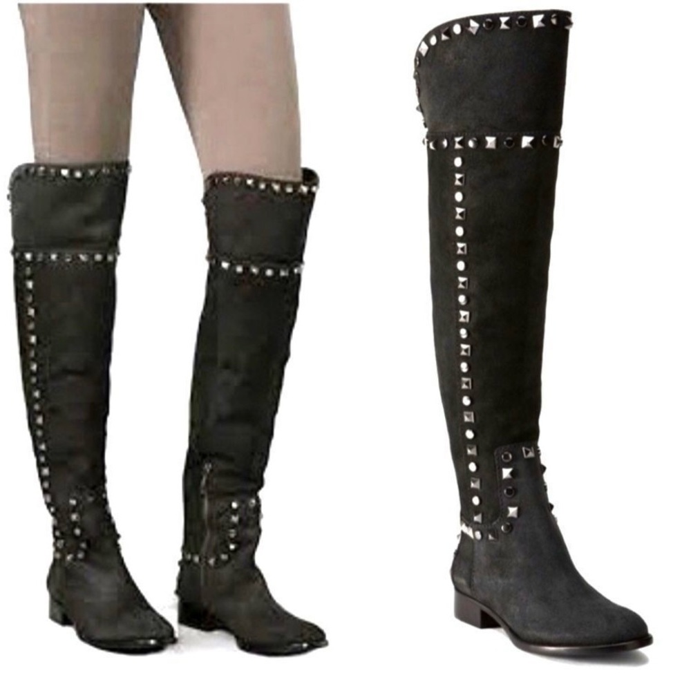 💥PRICE DROP💥 RHETT STUDDED SUEDE OVER-THE-KNEE RIDING BOOTS